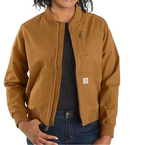 Carhartt Rugged Flex Relaxed Fit Canvas Bomber Jacket Brown Women’s size M
